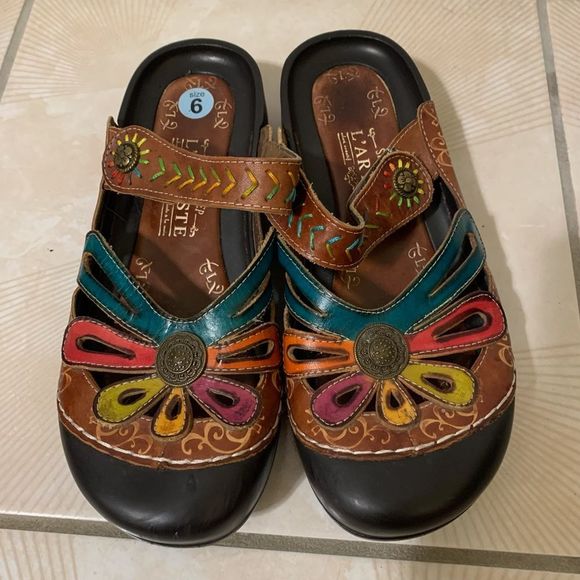 Spring Step L’Artiste Copa genuine leather hand painted clog mule Size 39. - Picture 1 of 4